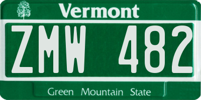 VT license plate ZMW482