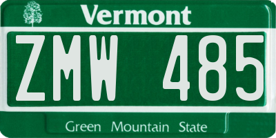 VT license plate ZMW485