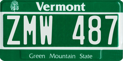 VT license plate ZMW487