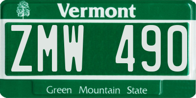 VT license plate ZMW490