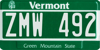 VT license plate ZMW492