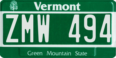 VT license plate ZMW494