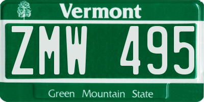 VT license plate ZMW495