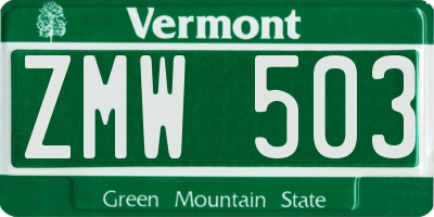 VT license plate ZMW503
