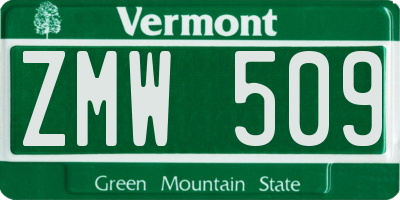 VT license plate ZMW509