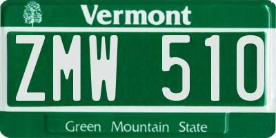 VT license plate ZMW510