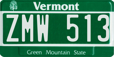 VT license plate ZMW513