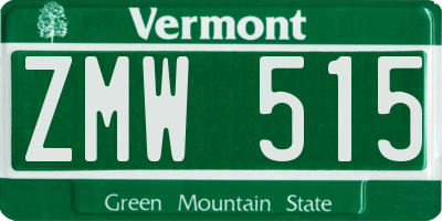 VT license plate ZMW515
