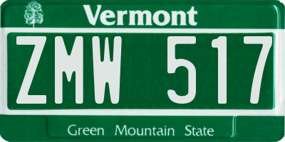 VT license plate ZMW517