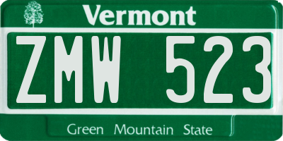 VT license plate ZMW523