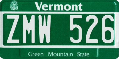 VT license plate ZMW526