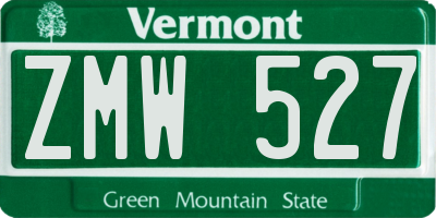 VT license plate ZMW527