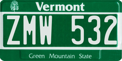 VT license plate ZMW532