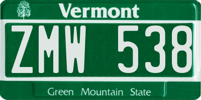 VT license plate ZMW538