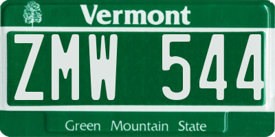VT license plate ZMW544