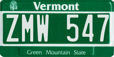 VT license plate ZMW547