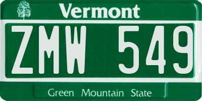 VT license plate ZMW549