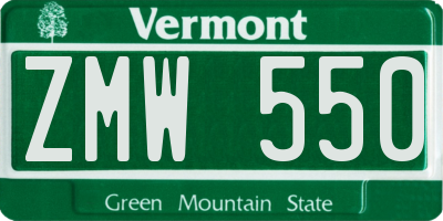 VT license plate ZMW550