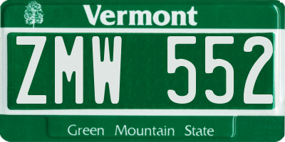 VT license plate ZMW552