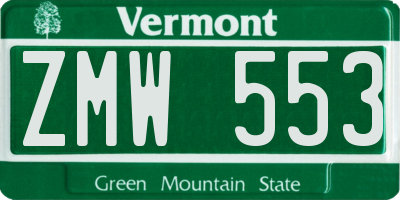 VT license plate ZMW553