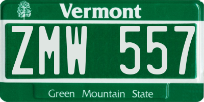 VT license plate ZMW557