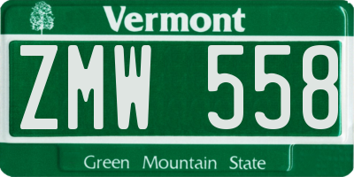 VT license plate ZMW558