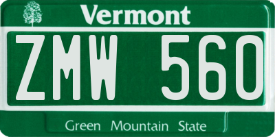 VT license plate ZMW560