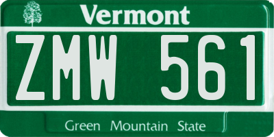 VT license plate ZMW561