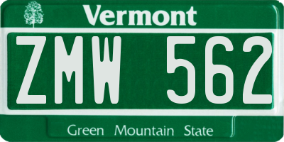 VT license plate ZMW562