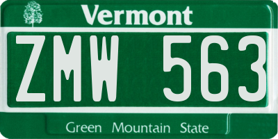 VT license plate ZMW563