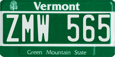 VT license plate ZMW565