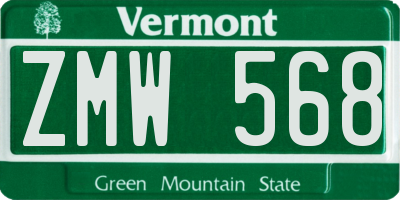 VT license plate ZMW568