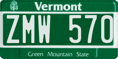 VT license plate ZMW570