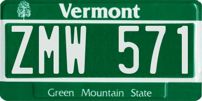 VT license plate ZMW571