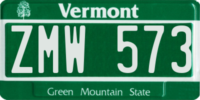 VT license plate ZMW573