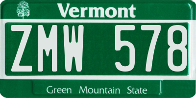 VT license plate ZMW578