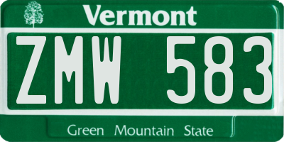 VT license plate ZMW583