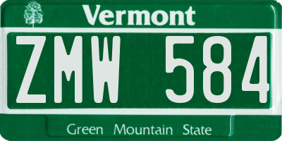 VT license plate ZMW584