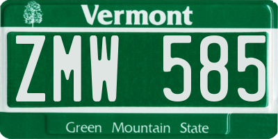 VT license plate ZMW585
