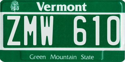 VT license plate ZMW610