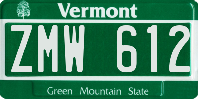 VT license plate ZMW612