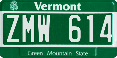 VT license plate ZMW614