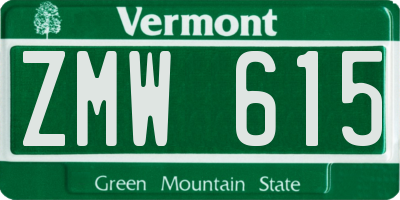 VT license plate ZMW615
