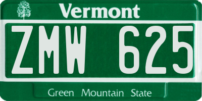 VT license plate ZMW625