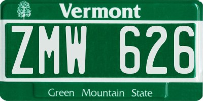 VT license plate ZMW626