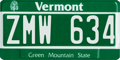 VT license plate ZMW634