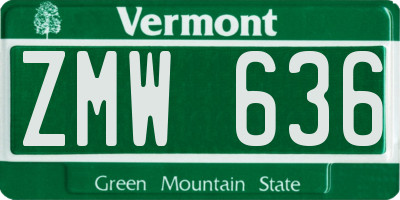 VT license plate ZMW636