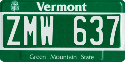 VT license plate ZMW637