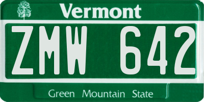 VT license plate ZMW642