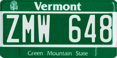VT license plate ZMW648